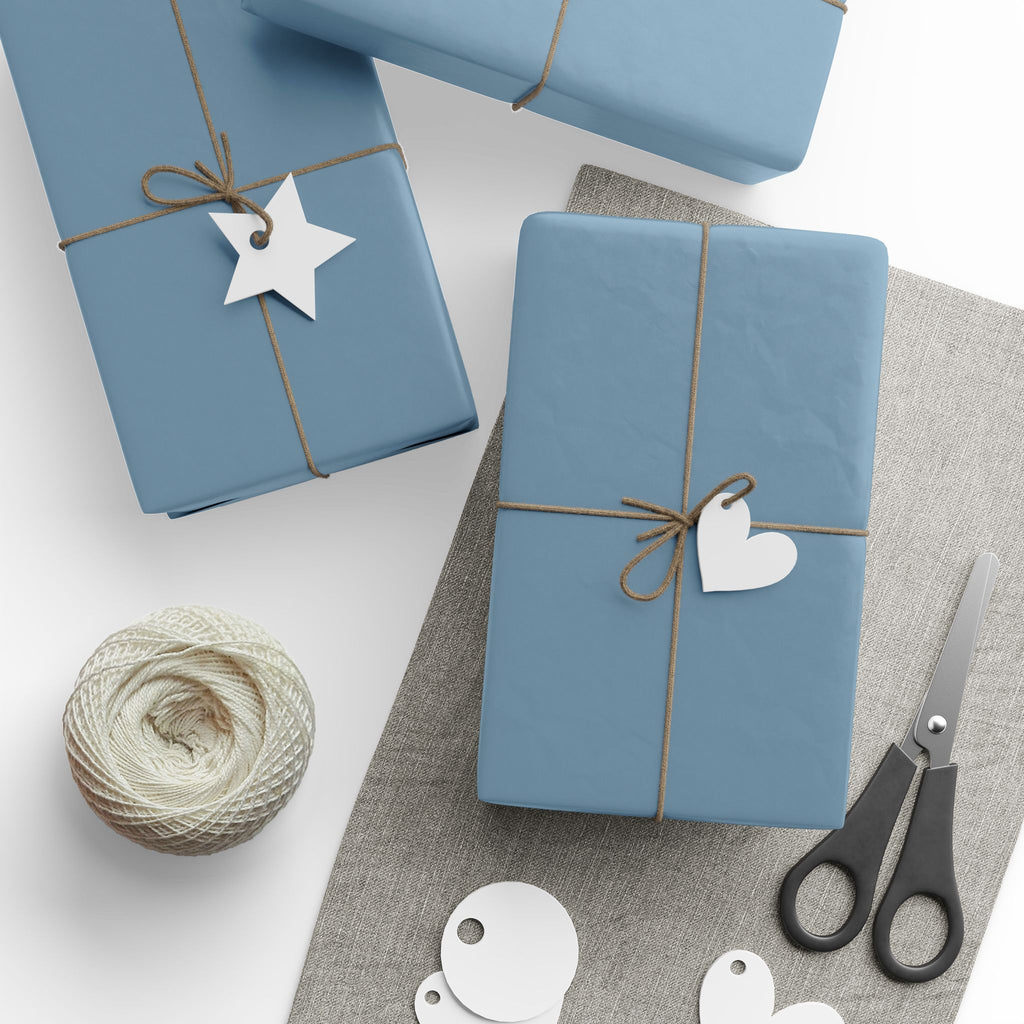 Solid Steel Blue Wrapping Paper - Holiday Gift Wrapping Paper Roll