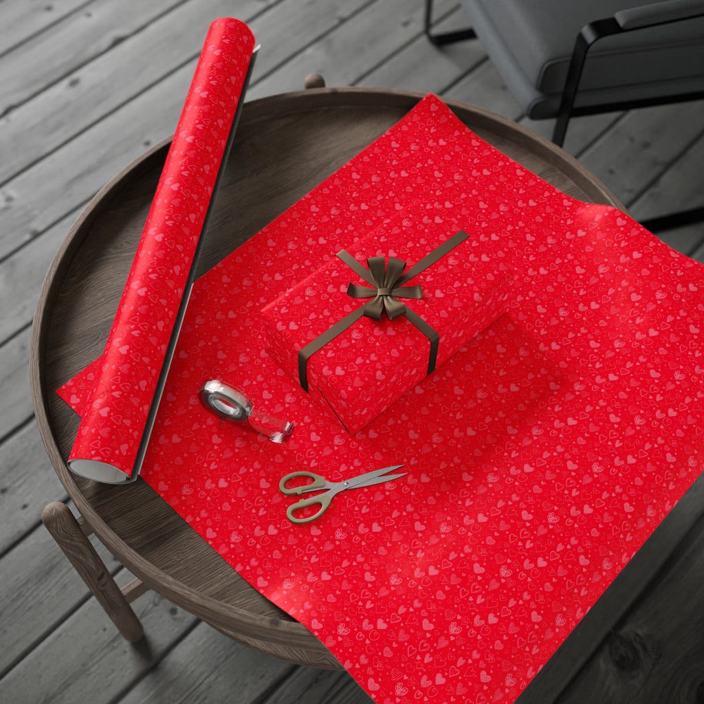 Valentine's Day Doodle Hearts Wrapping Paper | Holiday Gift Wrapping Paper Roll
