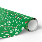 Christmas Green Candy Canes Wrapping Paper | Holiday Gift Wrapping Paper Roll