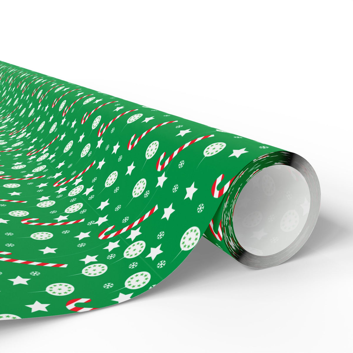 Christmas Green Candy Canes Wrapping Paper | Holiday Gift Wrapping Paper Roll