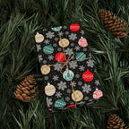 Christmas Snow Falling Ornaments Wrapping Paper | Holiday Gift Wrapping Paper Roll