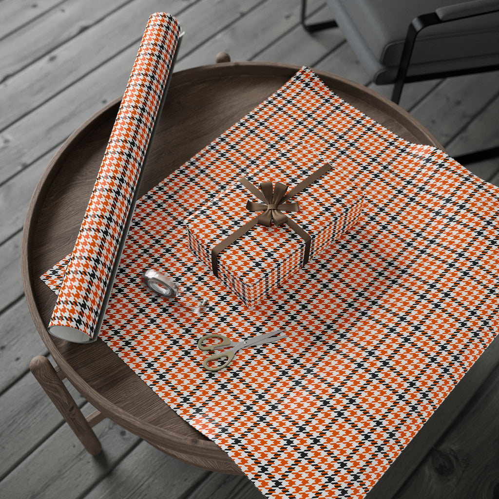 Houndstooth Wrapping Paper Design Orange 006 - Holiday Gift Wrapping Paper Roll