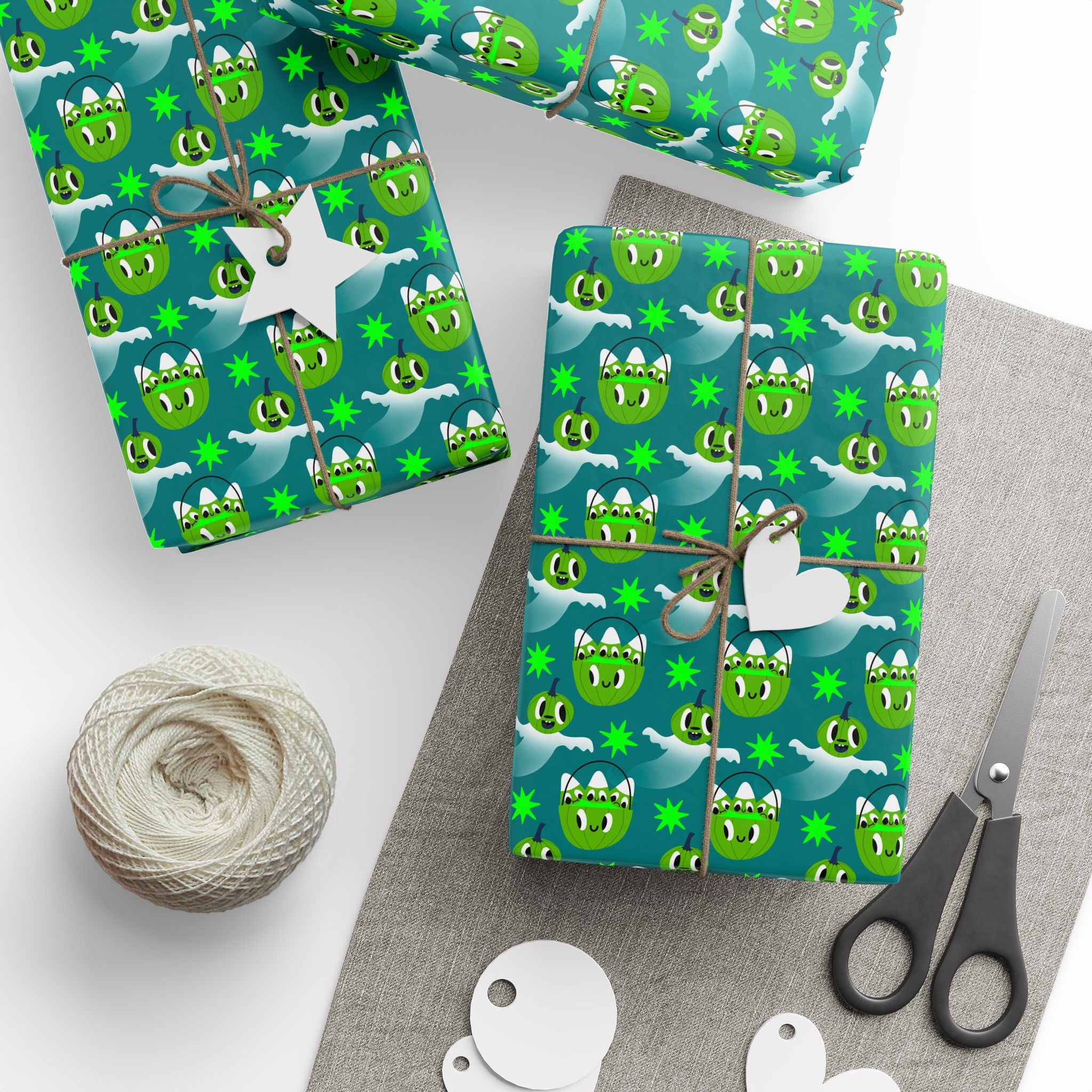 Halloween Green Candy Corn Wrapping Paper | Holiday Gift Wrapping Paper Roll