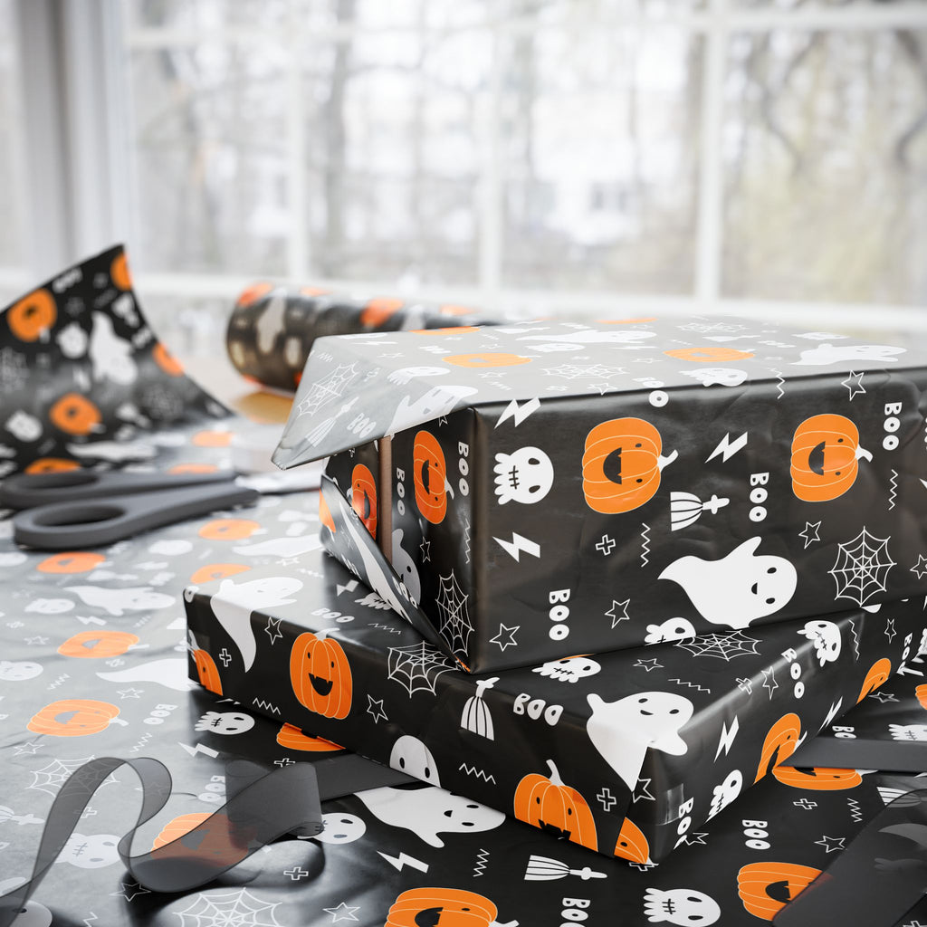 Halloween Haunted Pumpkins Wrapping Paper | Holiday Gift Wrapping Paper