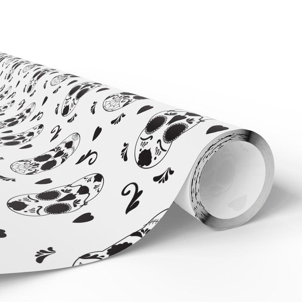 Day of the Dead Glamorous Black & White Sugar Skulls Wrapping Paper | Holiday Gift Wrapping Paper Roll