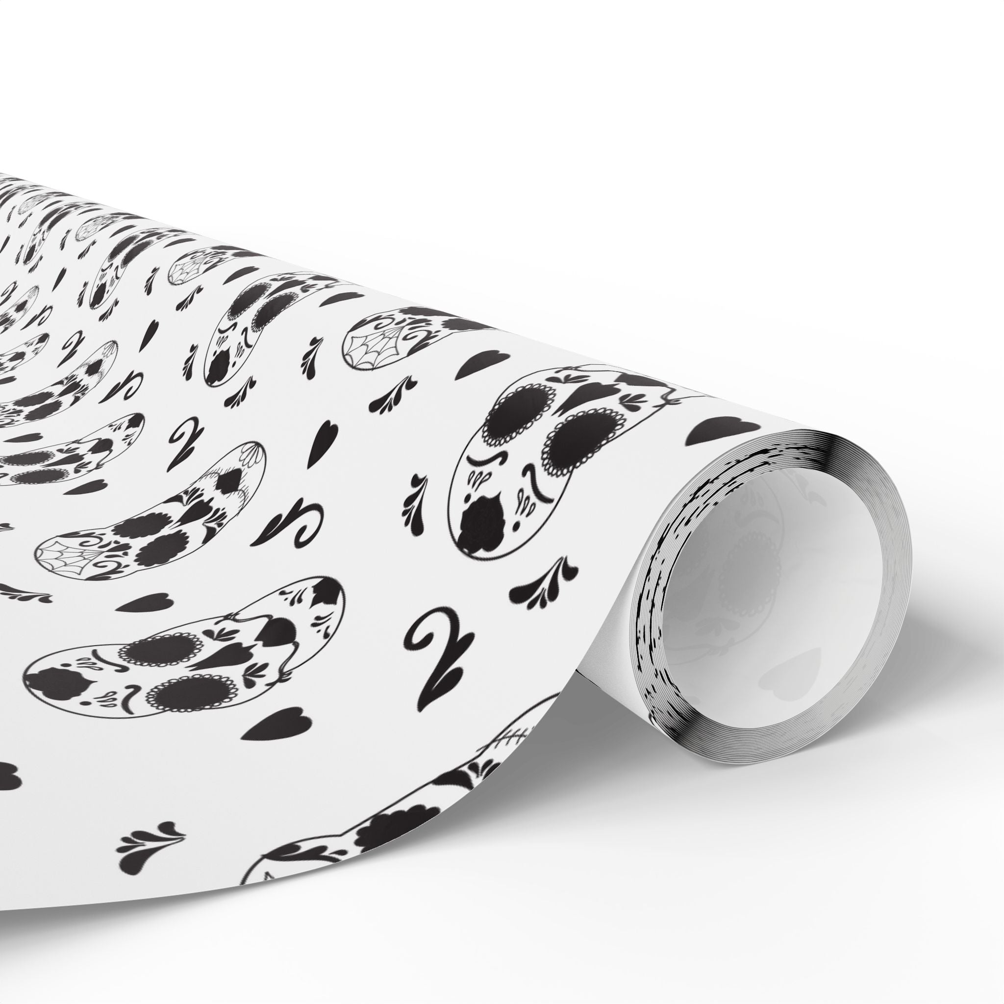 Day of the Dead Glamorous Black & White Sugar Skulls Wrapping Paper | Holiday Gift Wrapping Paper Roll