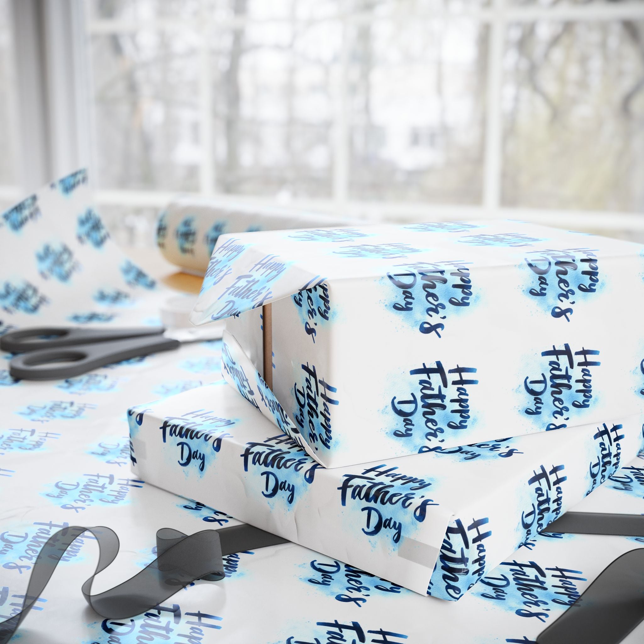 Father's Day Watercolor Script Wrapping Paper - Holiday Gift Wrapping Paper Roll