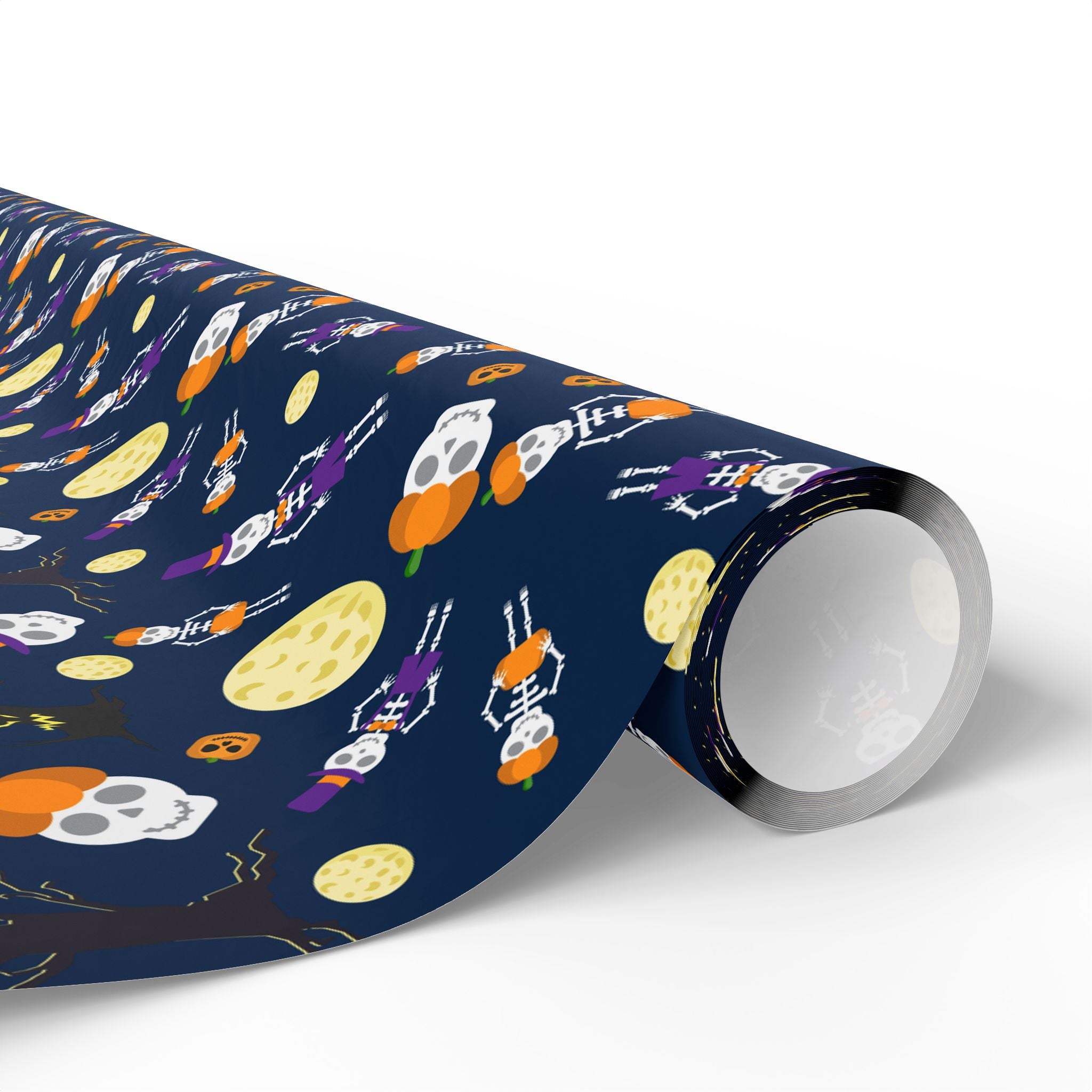 Halloween Skeleton Moons Wrapping Paper | Holiday Gift Wrapping Paper Roll