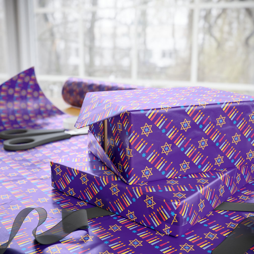 Hanukkah Candle Celebration Wrapping Paper | Holiday Gift Wrapping Paper Roll