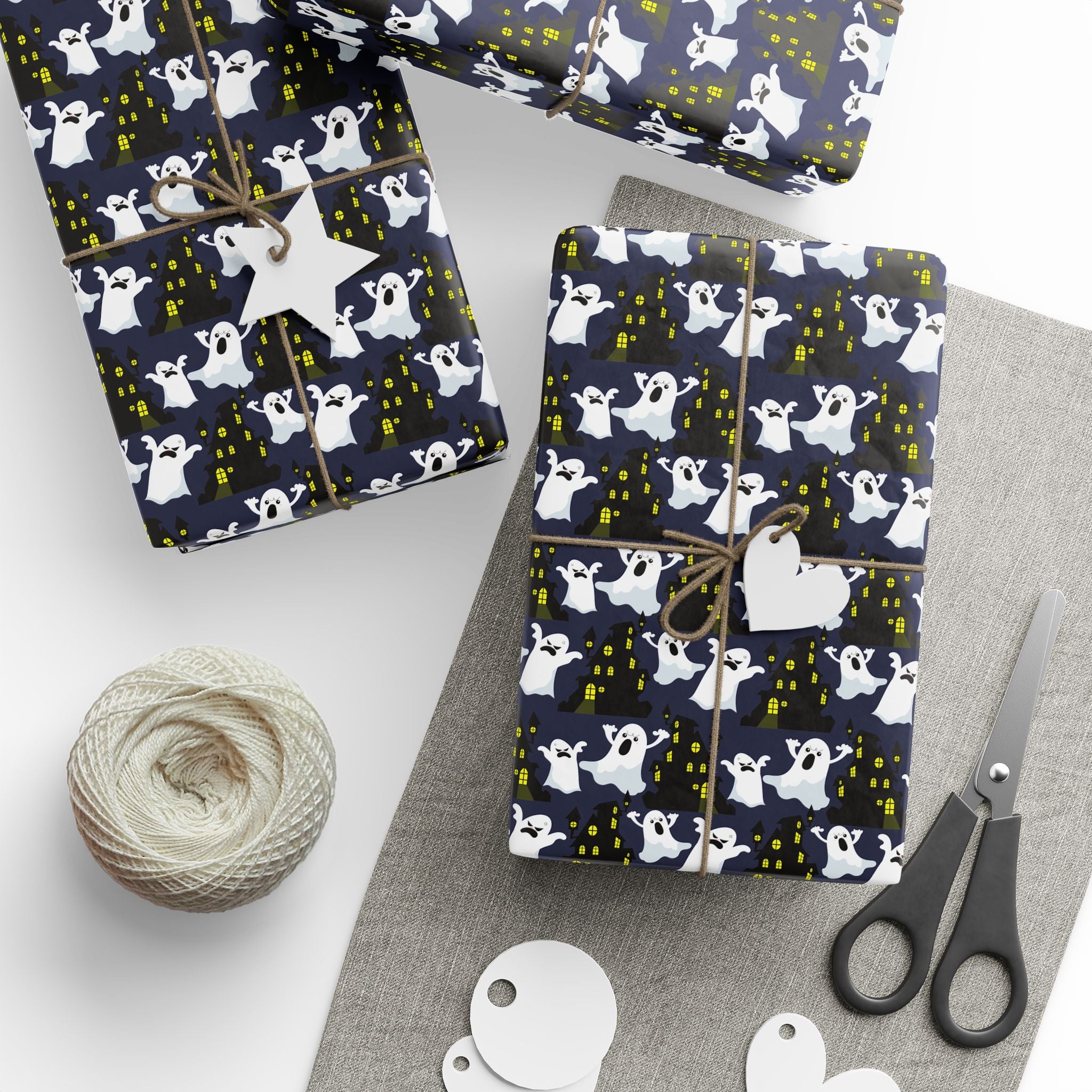Halloween Haunted Ghost House Wrapping Paper | Holiday Gift Wrapping Paper Roll