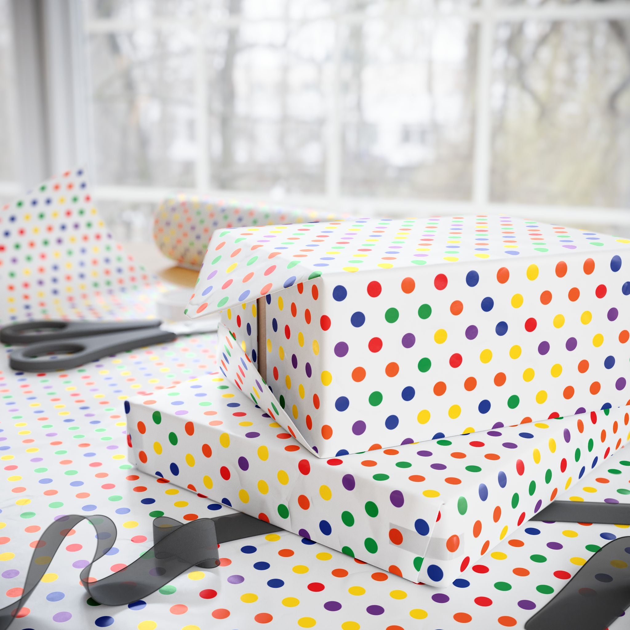 Pride Rainbow Polka Dots Wrapping Paper Design | Holiday Gift Wrapping Paper Roll
