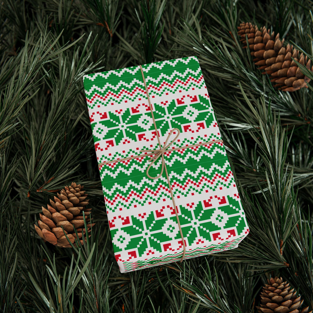 Christmas Ugly Green Snowflakes Wrapping Paper | Holiday Gift Wrapping Paper Roll