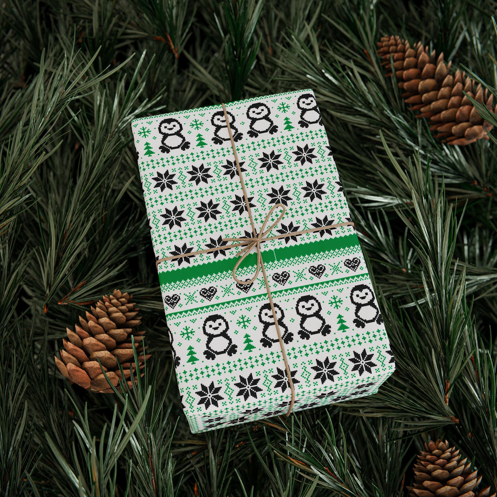 Christmas Ugly Penguins Wrapping Paper | Holiday Gift Wrapping Paper Roll