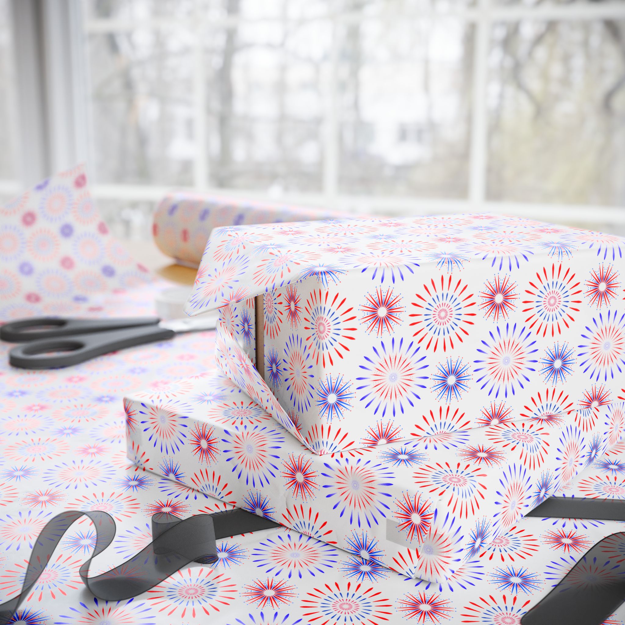 4th of July Fireworks Wrapping Paper | Holiday Gift Wrapping Paper Roll