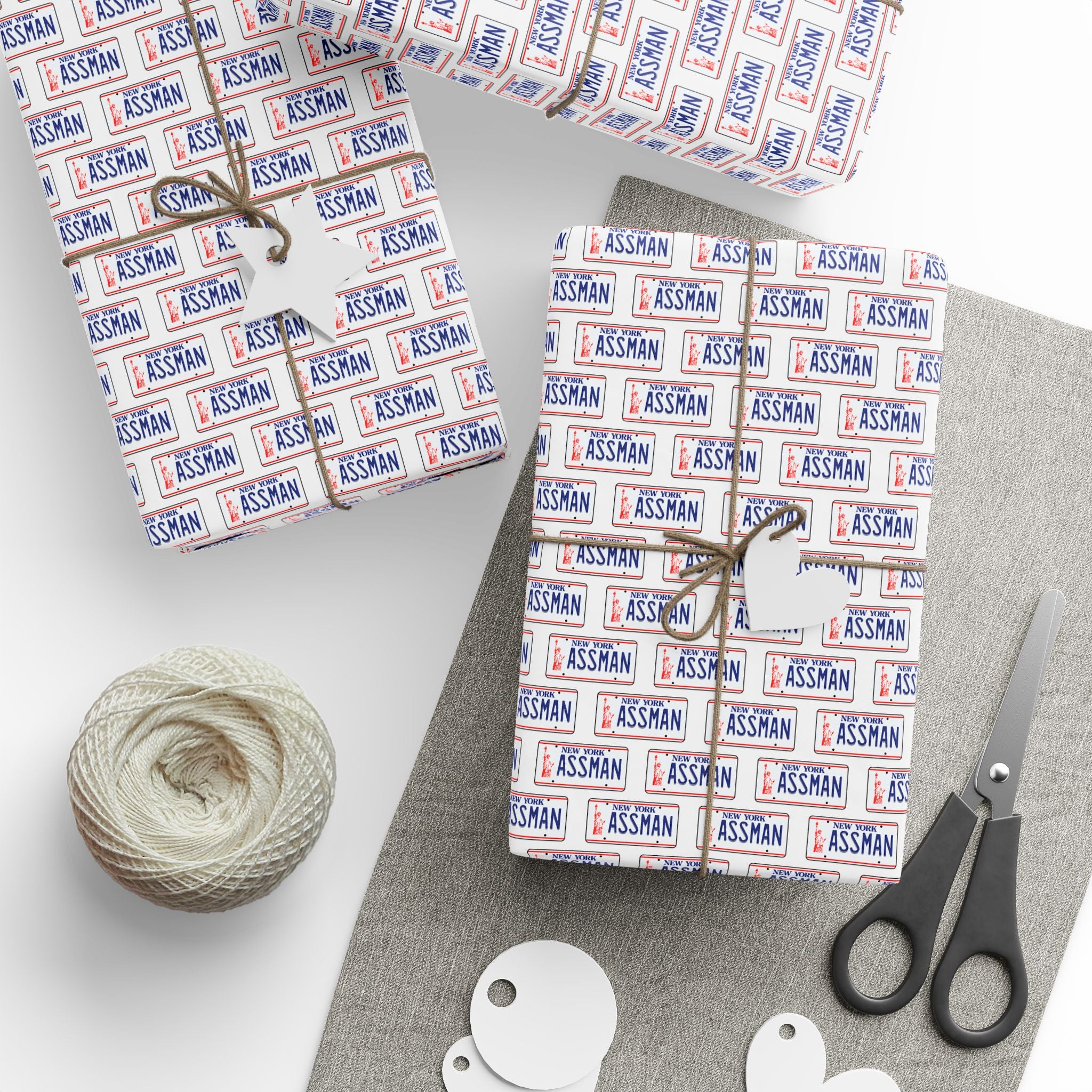 NSFW Assman License Plate Wrapping Paper - Holiday Gift Wrapping Paper Roll