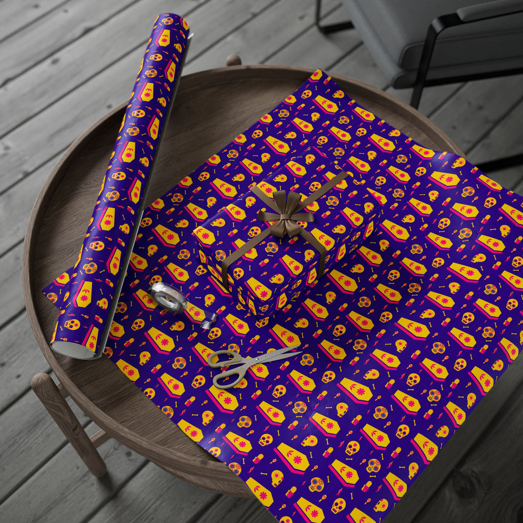 Day of the Dead Festive Coffins Wrapping Paper | Holiday Gift Wrapping Paper Roll