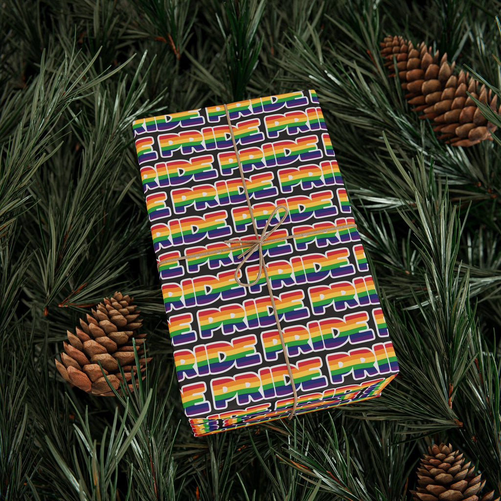 Gay Pride Bold Rainbow Script Wrapping Paper Design | Holiday Gift Wrapping Paper Roll