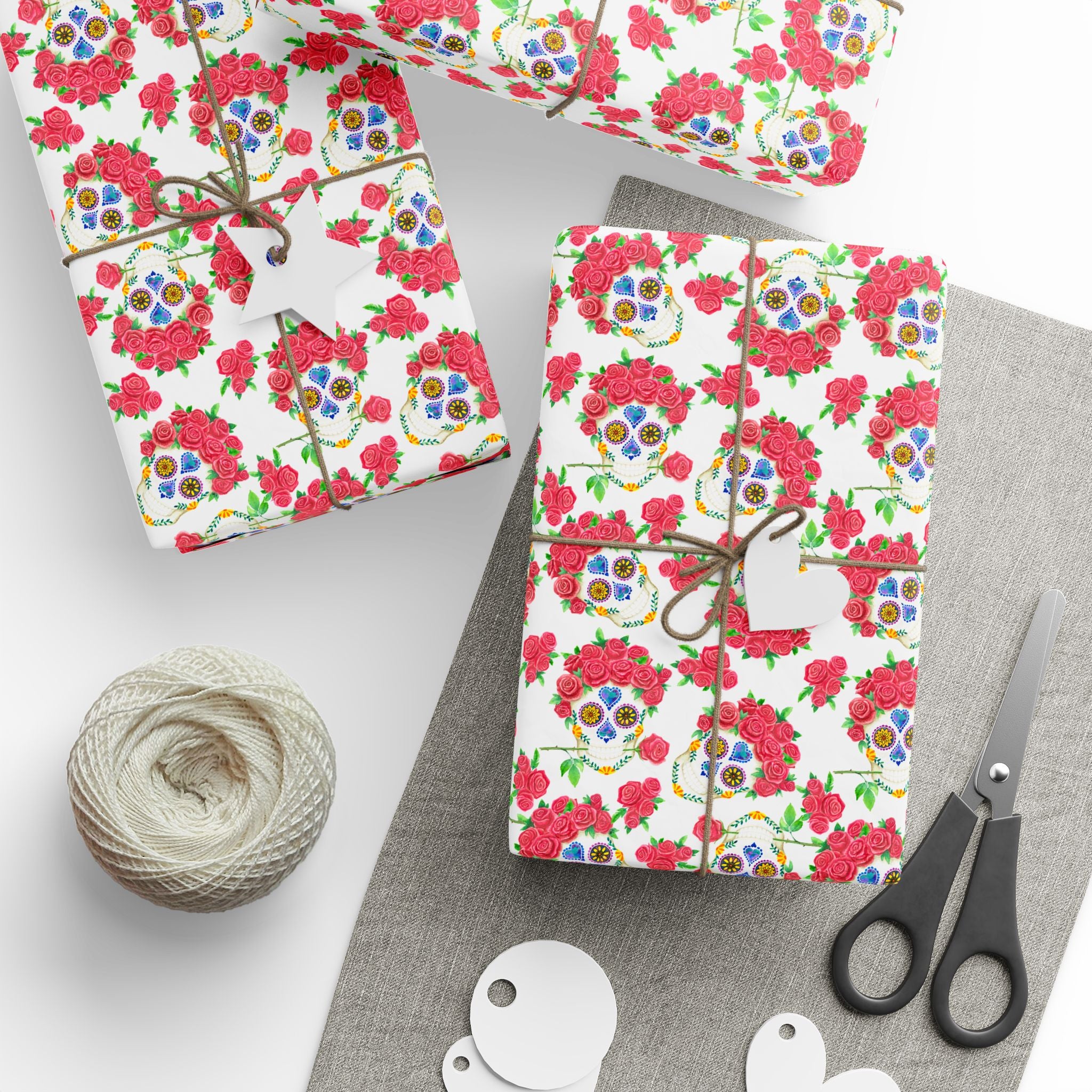 Day of the Dead Crown of Roses Wrapping Paper | Holiday Gift Wrapping Paper Roll