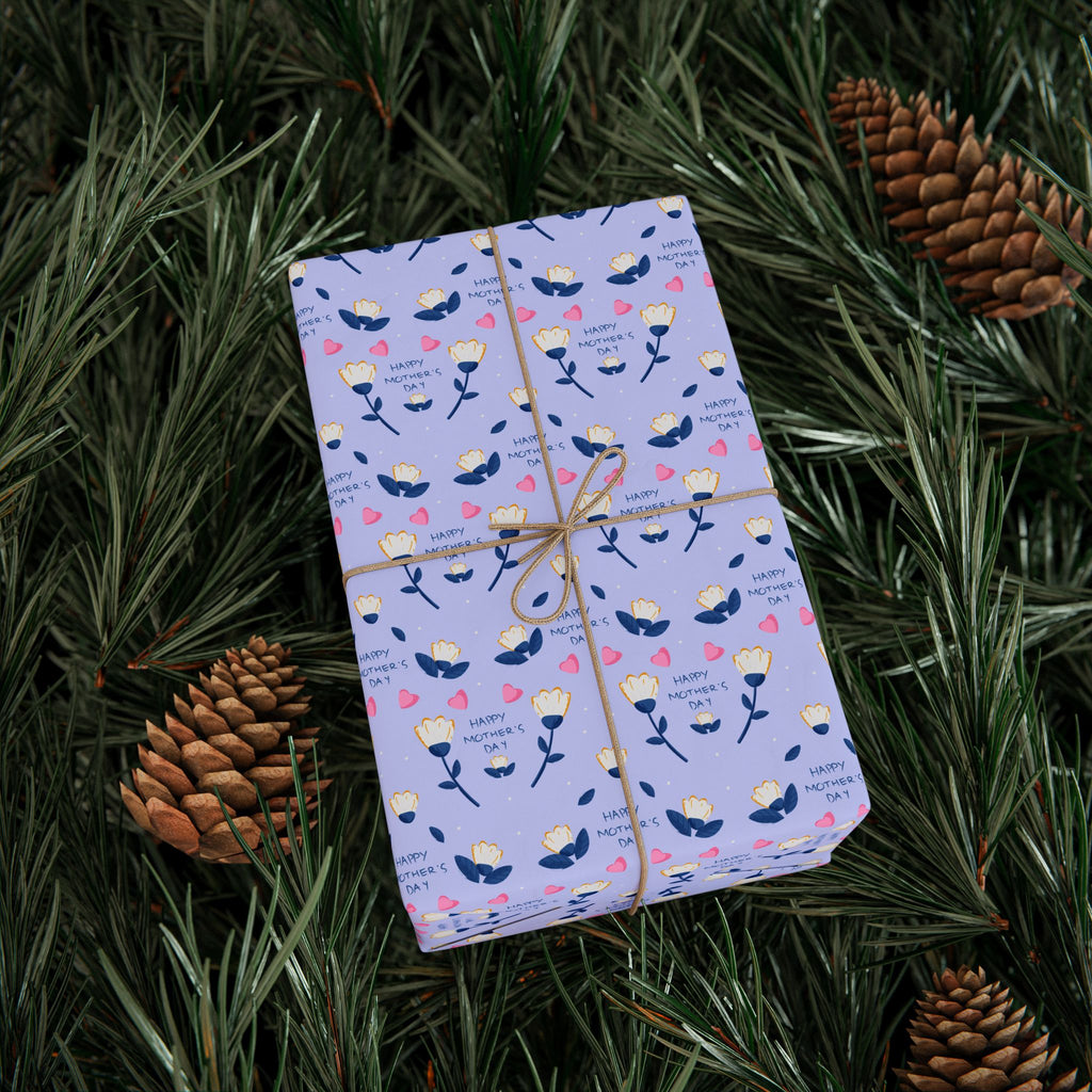 Mother's Day White Flowers Wrapping Paper - Holiday Gift Wrapping Paper Roll