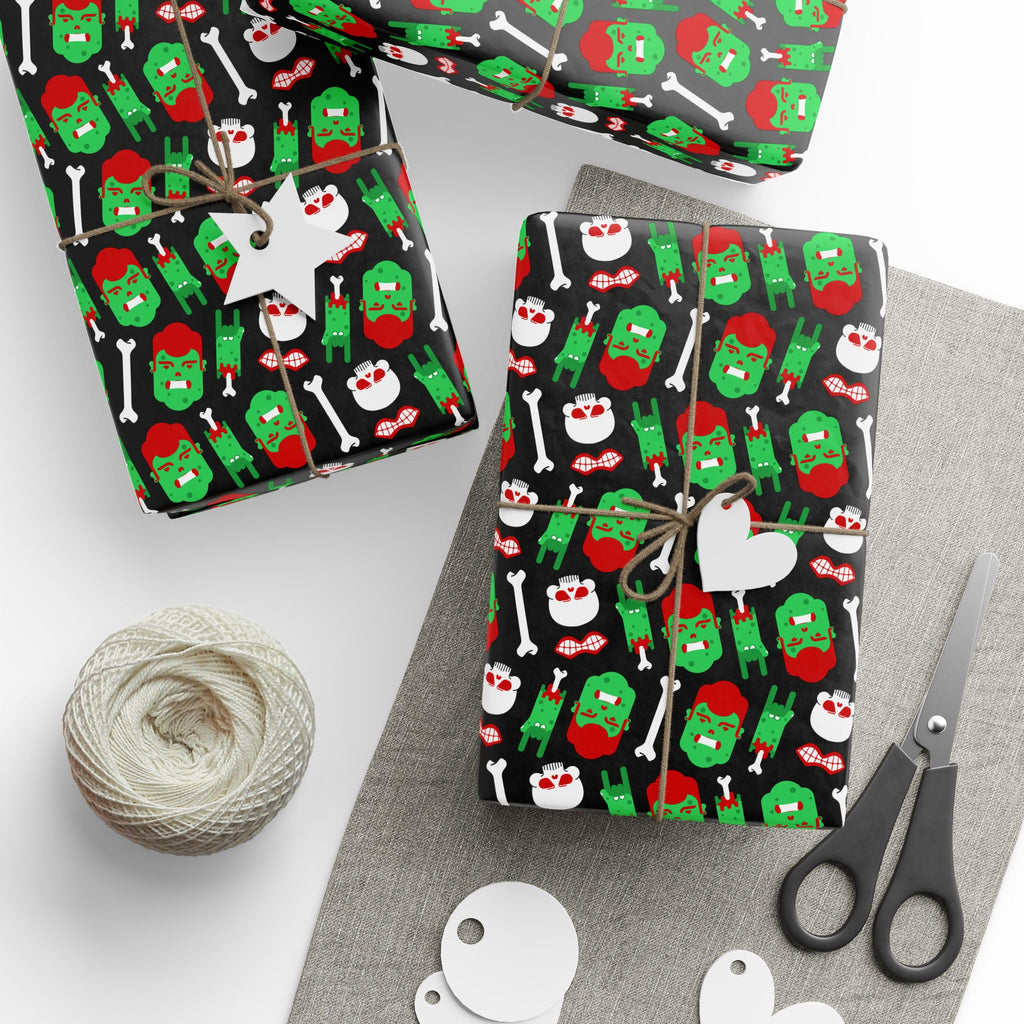 Halloween Zombie Pieces Wrapping Paper | Holiday Gift Wrapping Paper Roll