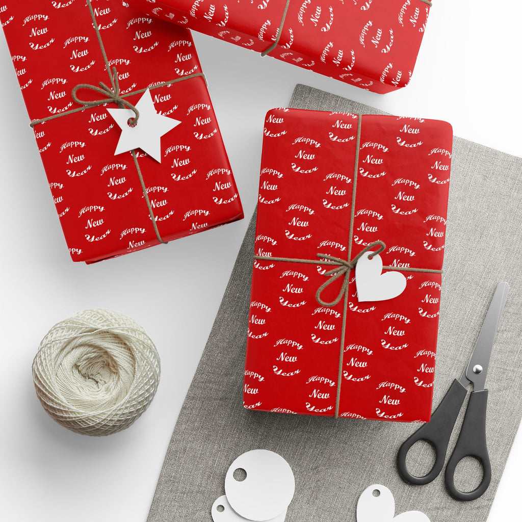 New Year's Happy New Year on Red Wrapping Paper - Holiday Gift Wrapping Paper Roll