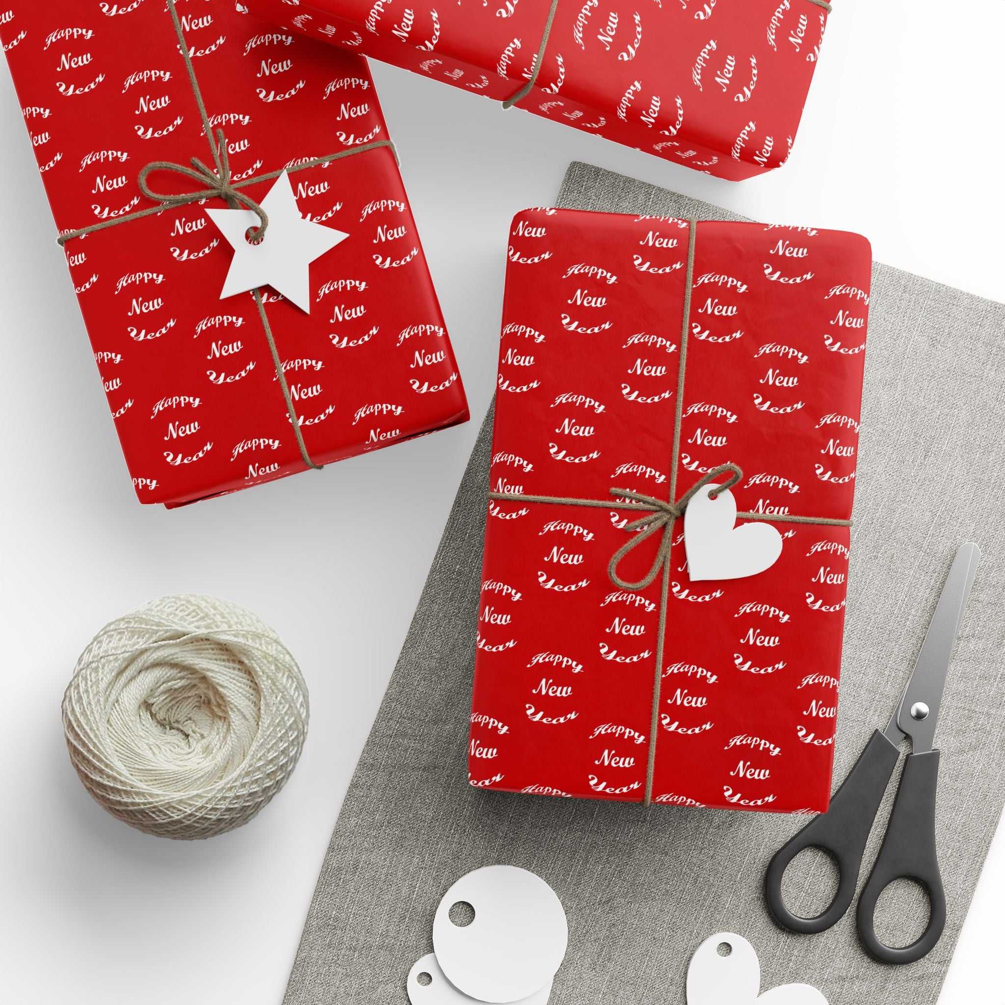 New Year's Happy New Year on Red Wrapping Paper - Holiday Gift Wrapping Paper Roll