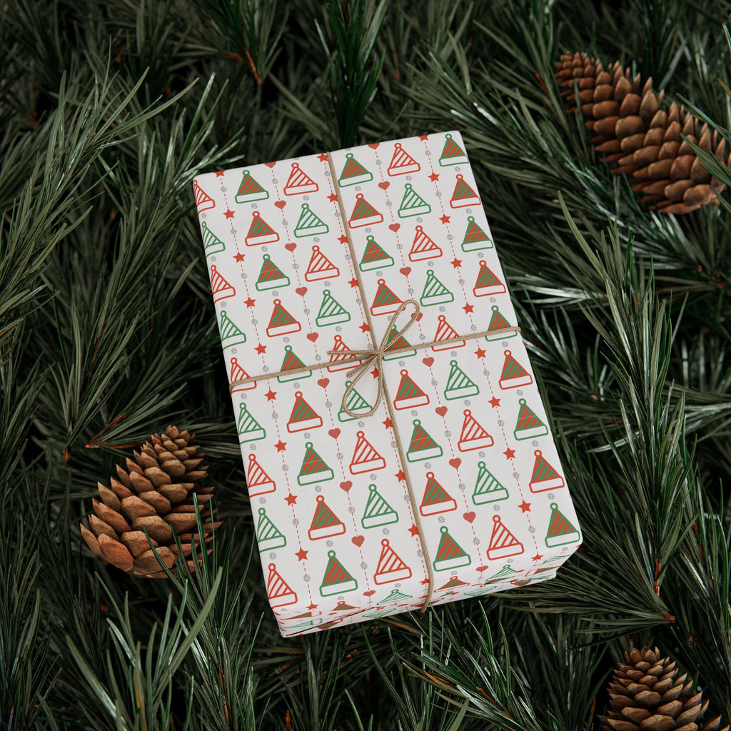 Christmas Marker Hats Wrapping Paper | Holiday Gift Wrapping Paper Roll