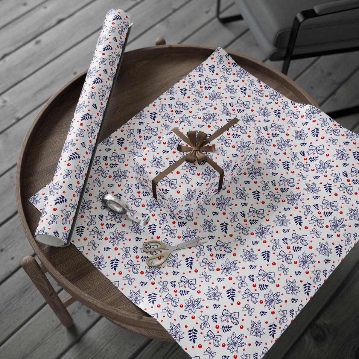 Christmas Bows and Berries Wrapping Paper | Holiday Gift Wrapping Paper