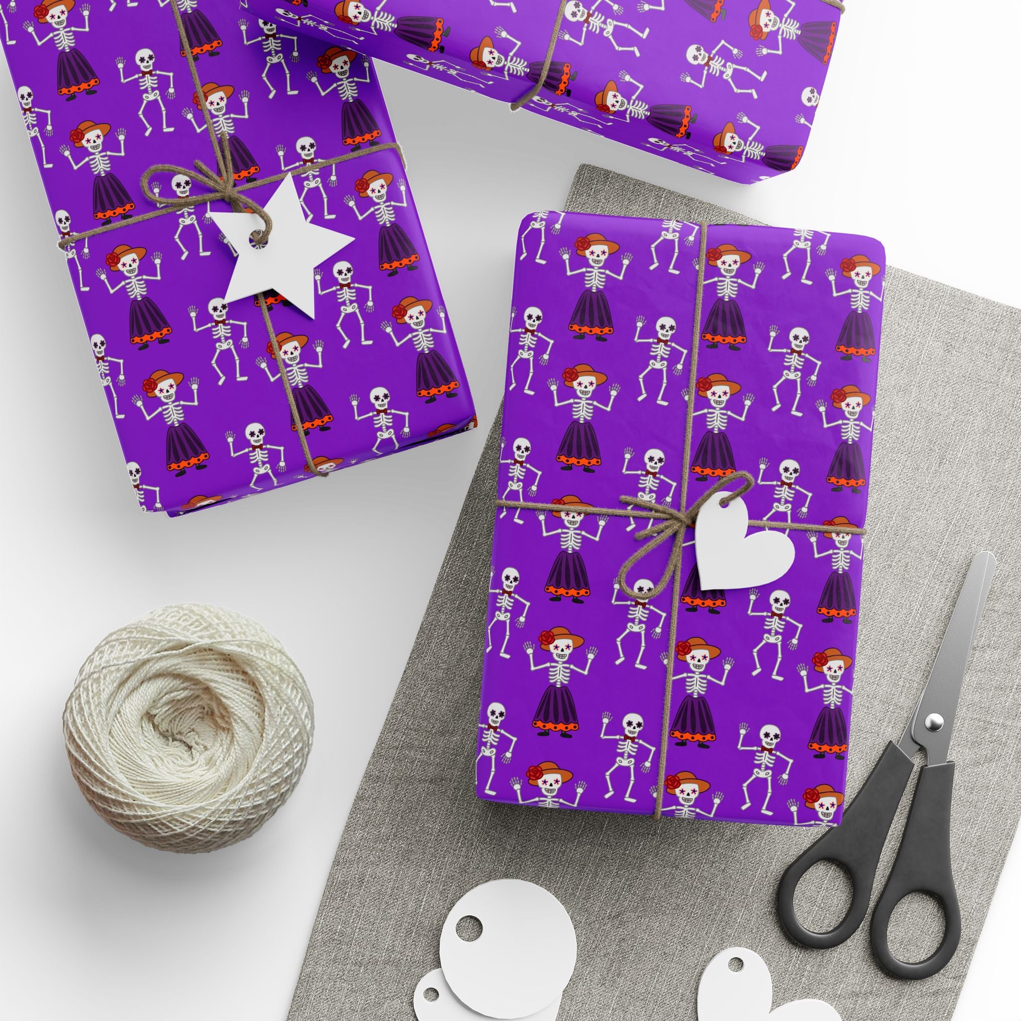 Day of the Dead Dancing Skeletons Wrapping Paper | Holiday Gift Wrapping Paper Roll
