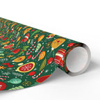 Christmas Cartoon Icons Wrapping Paper | Holiday Gift Wrapping Paper Roll
