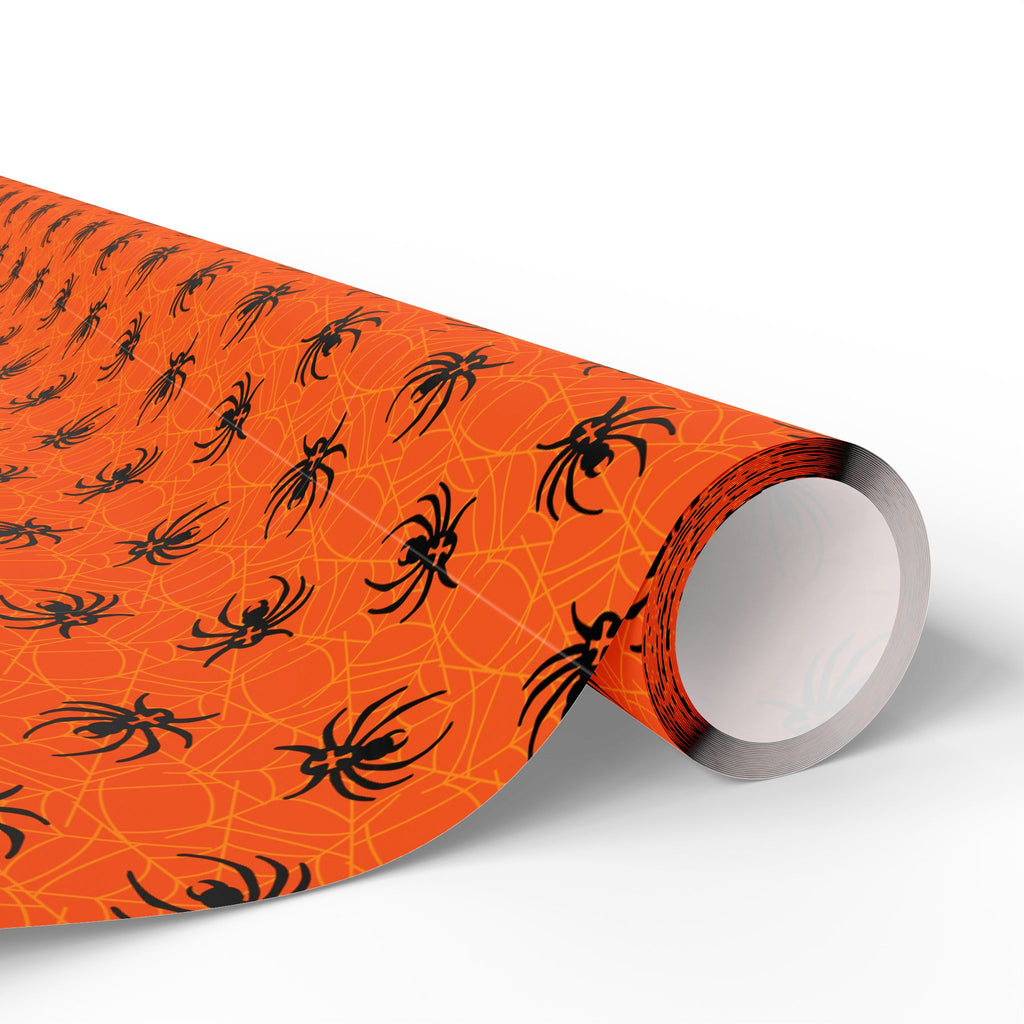 Halloween Orange Spiderwebs Wrapping Paper | Holiday Gift Wrapping Paper