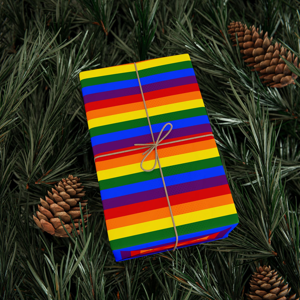 Gay Pride Rainbow Flag Stripes Wrapping Paper Design | Holiday Gift Wrapping Paper Roll