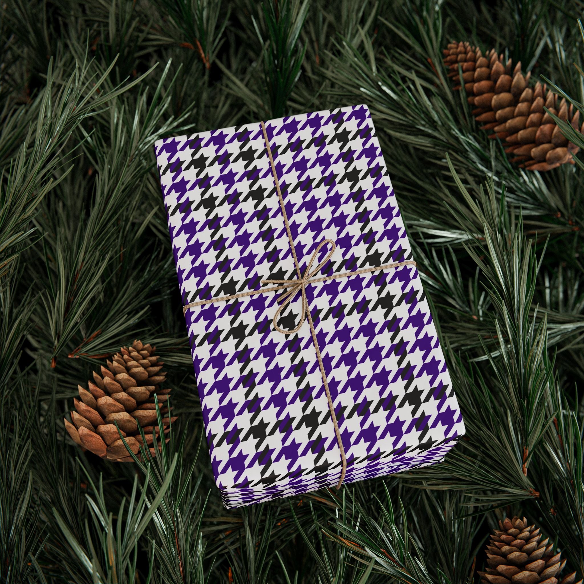 Houndstooth Wrapping Paper Design Purple 020 - Holiday Gift Wrapping Paper Roll