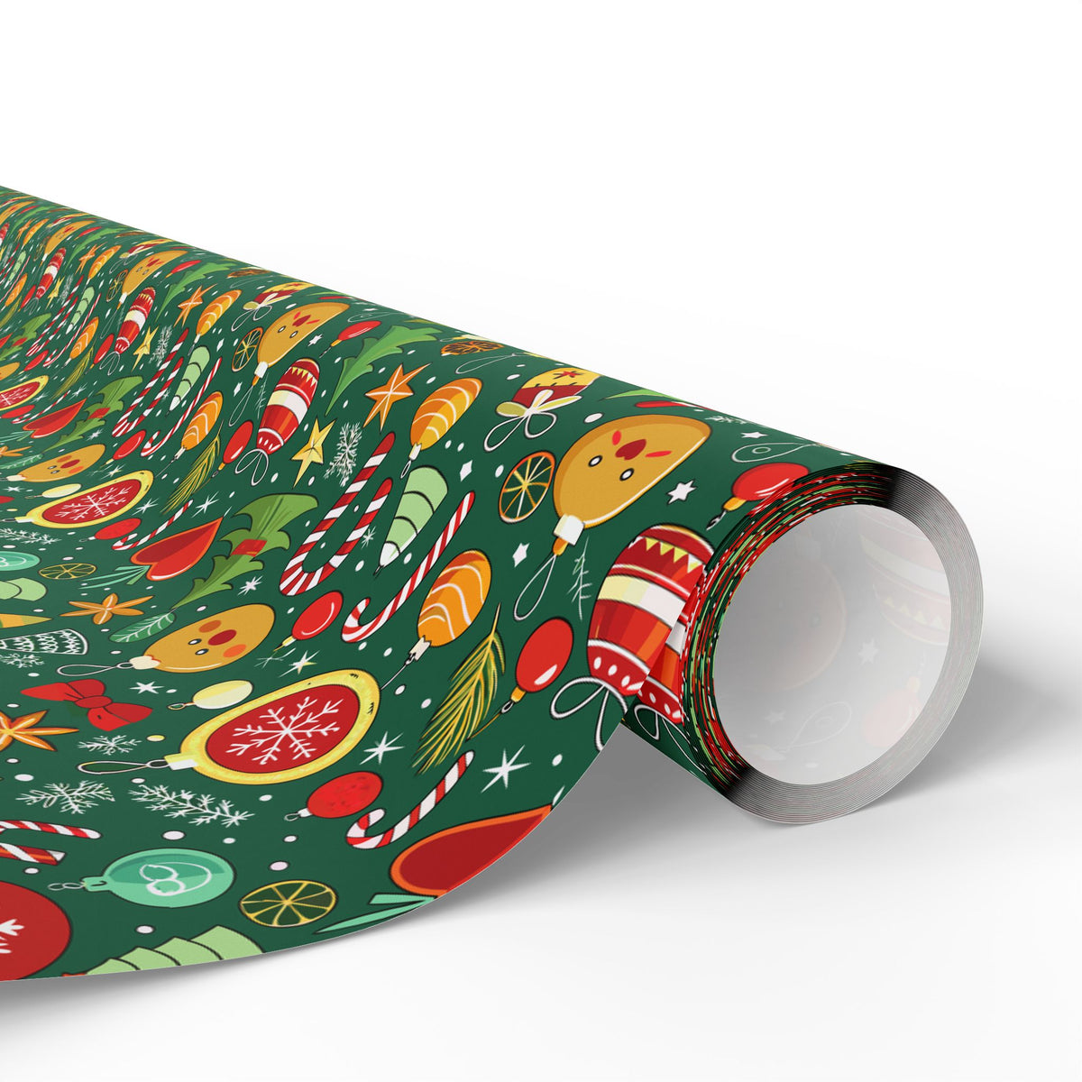 Christmas Cartoon Icons Wrapping Paper | Holiday Gift Wrapping Paper Roll