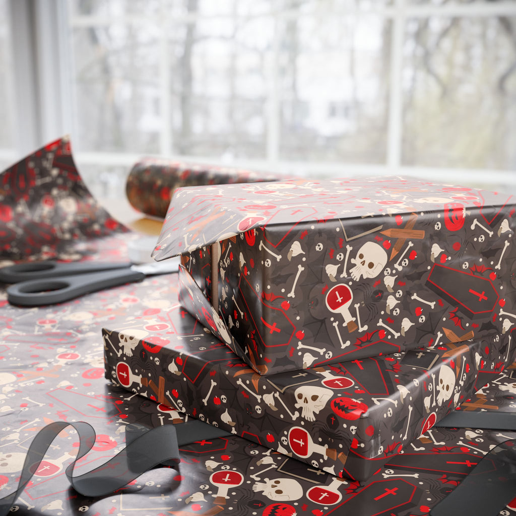 Halloween Vampire Icons Wrapping Paper | Holiday Gift Wrapping Paper Roll