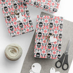 Day of the Dead Black & Red Celebration Wrapping Paper | Holiday Gift Wrapping Paper Roll