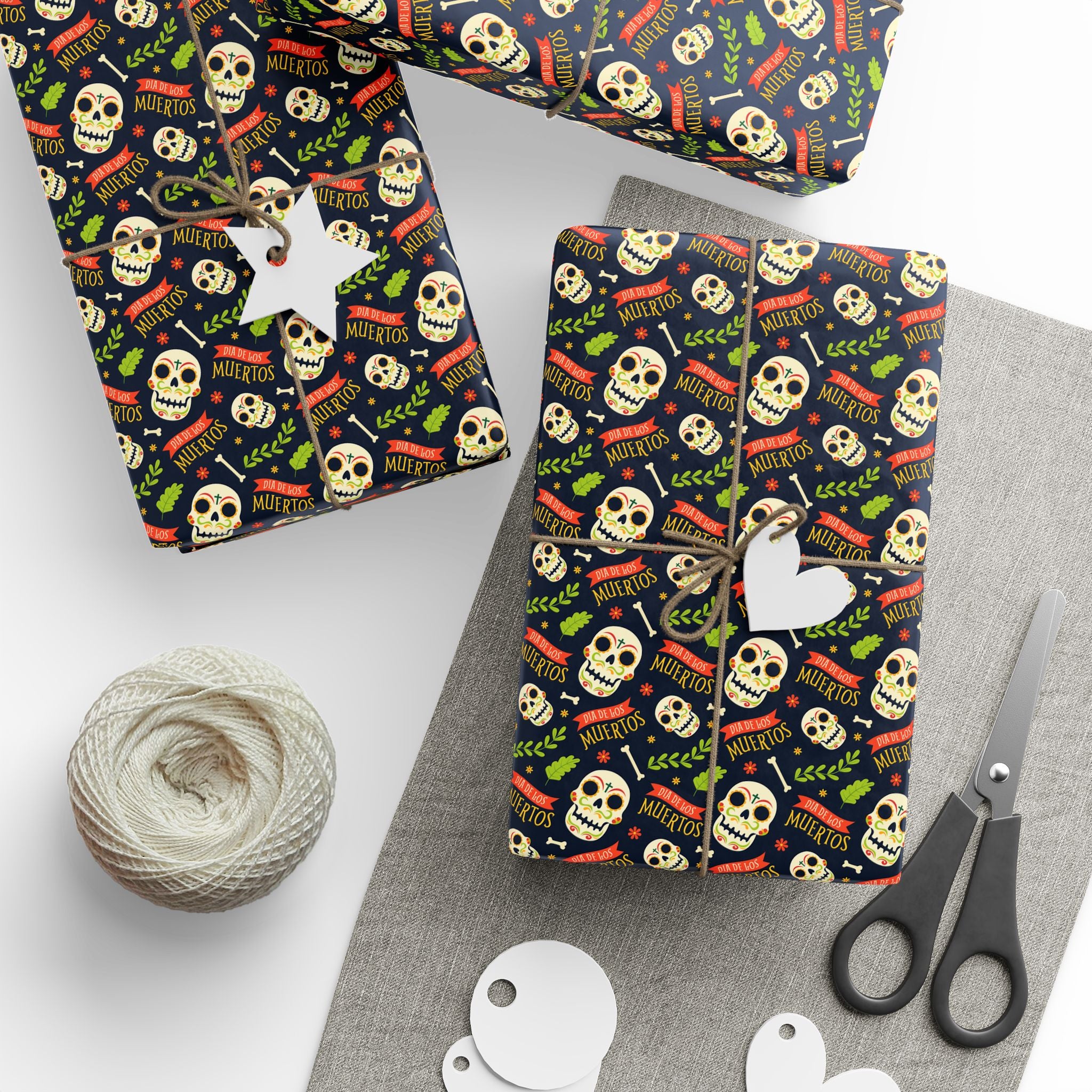 Day of the Dead Muertos Skulls Wrapping Paper | Holiday Gift Wrapping Paper Roll