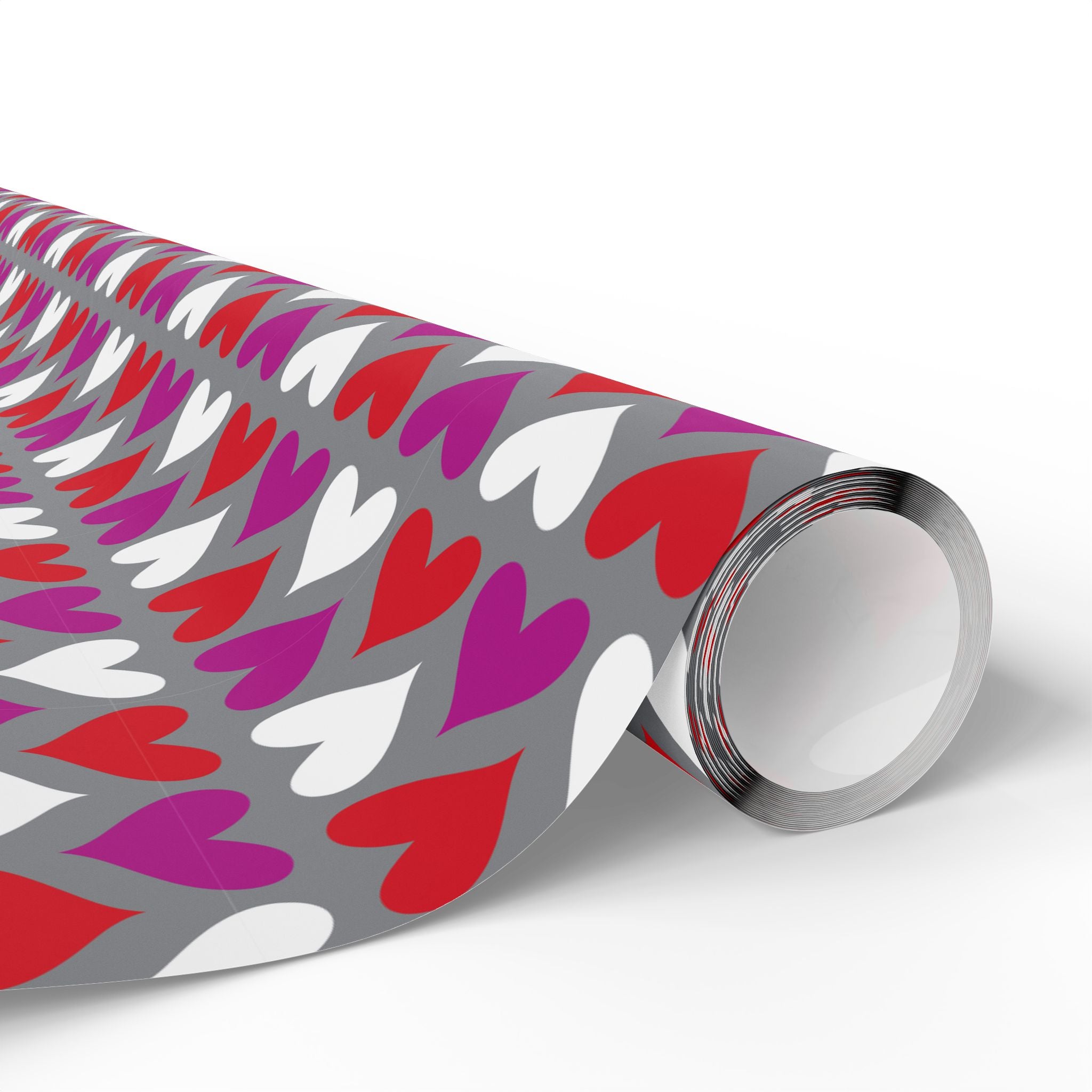 Valentine’s Day Grey TriColor Crush Wrapping Paper | Holiday Gift Wrapping Paper Roll