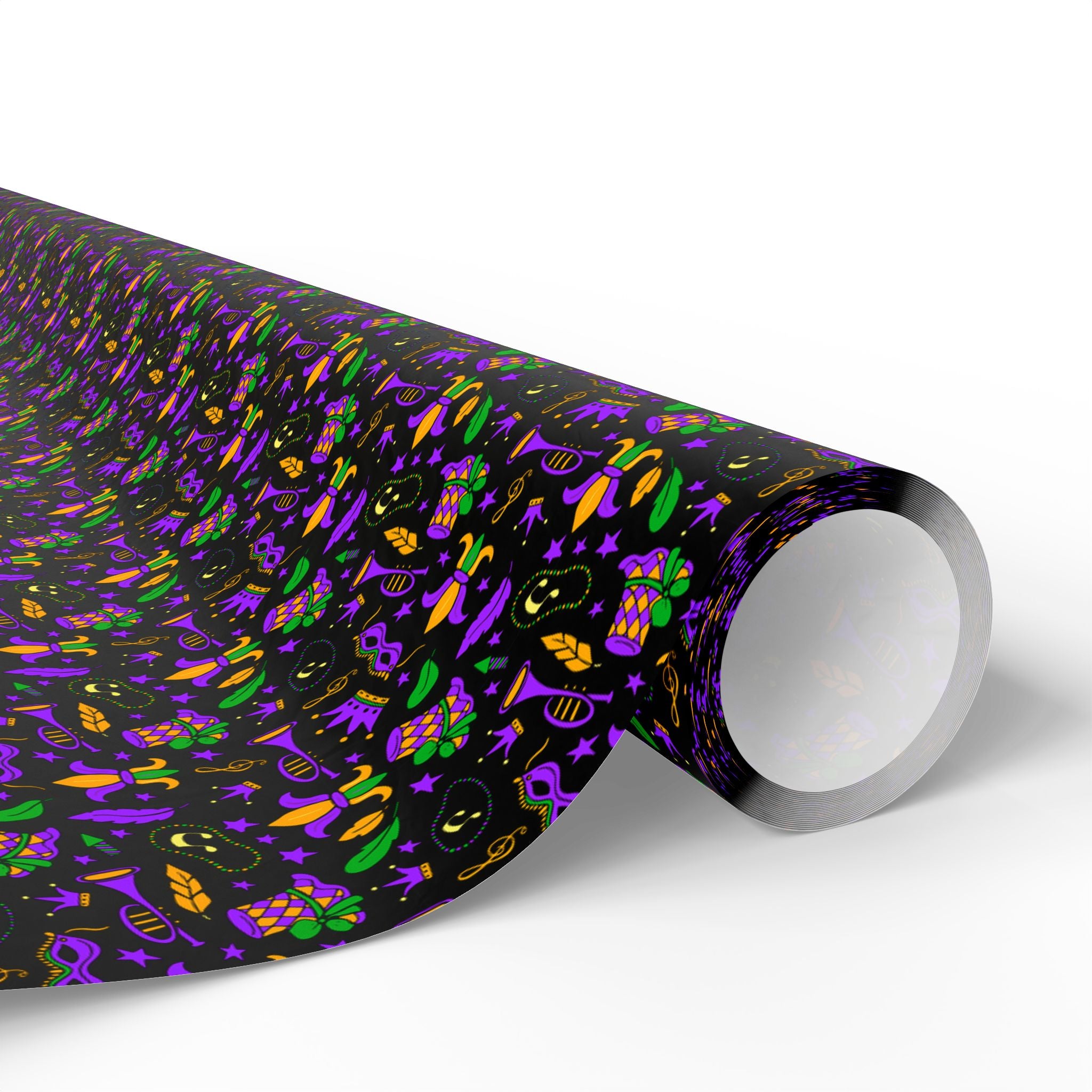 Mardis Gras Fleur De Lis Collage Wrapping Paper | Holiday Gift Wrapping Paper Roll