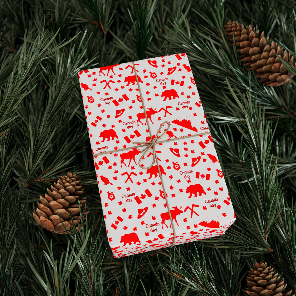 Canada Day Bear Collage Wrapping Paper - Holiday Gift Wrapping Paper Roll