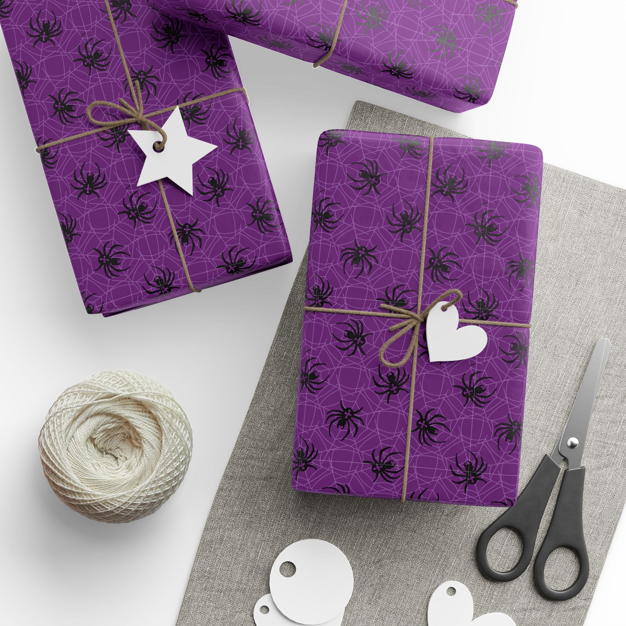 Halloween Purple Spiderwebs Wrapping Paper | Holiday Gift Wrapping Paper Roll