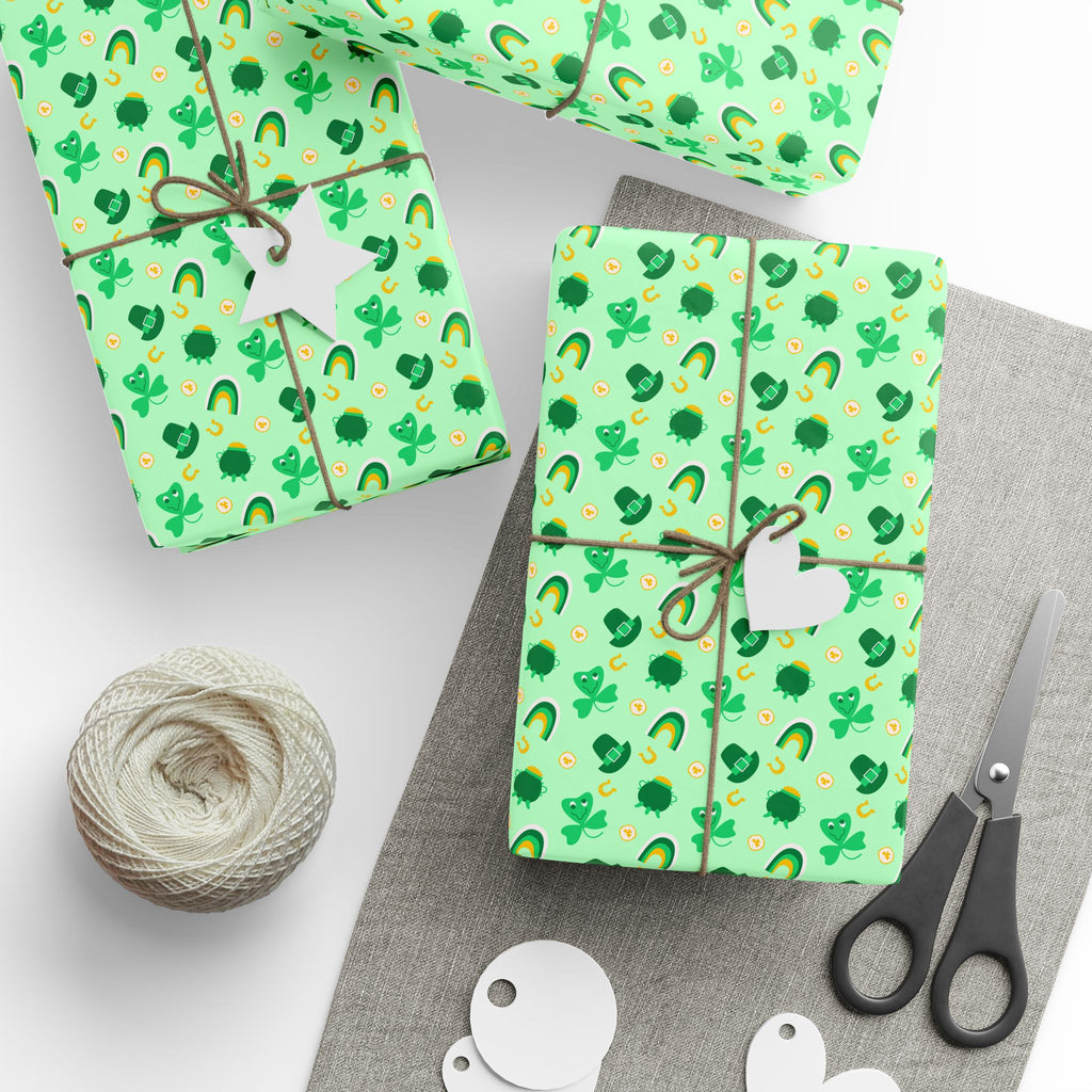 St Patrick's Day Crazy Clover Clover Wrapping Paper | Holiday Gift Wrapping Paper Roll