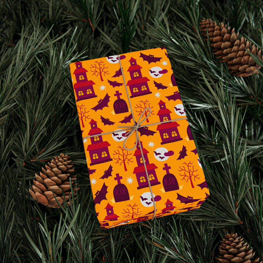 Halloween Batty Tombs Wrapping Paper | Holiday Gift Wrapping Paper Roll