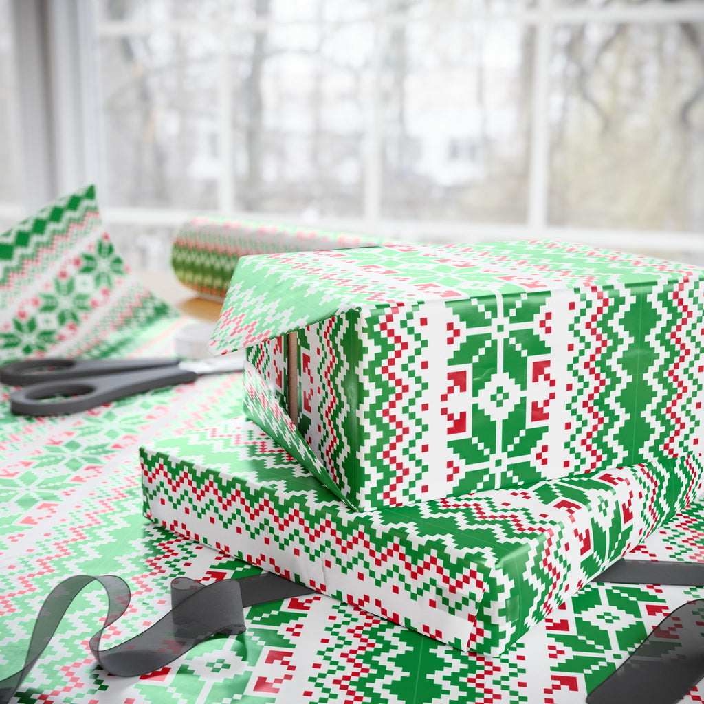 Christmas Ugly Green Snowflakes Wrapping Paper | Holiday Gift Wrapping Paper Roll