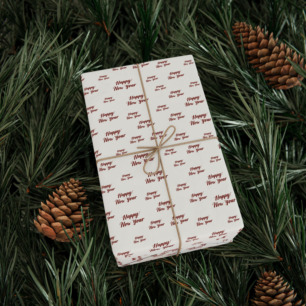 New Year's Happy New Year on White Wrapping Paper - Holiday Gift Wrapping Paper Roll