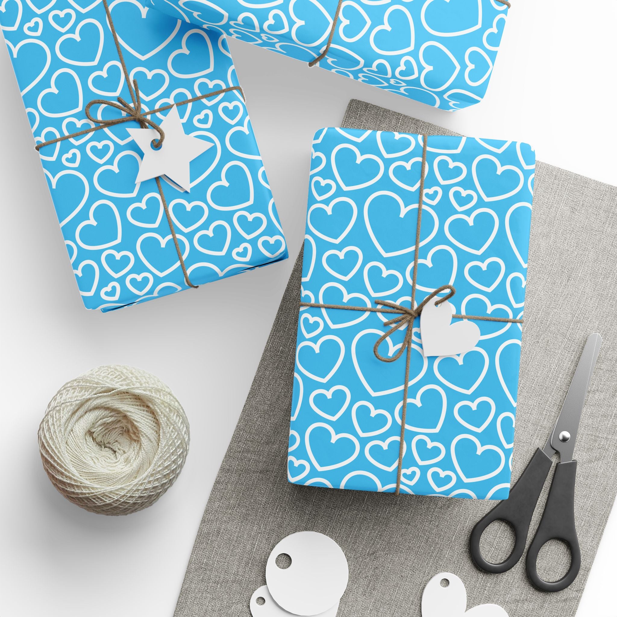 Valentine’s Day Blue Silhouettes Wrapping Paper | Holiday Gift Wrapping Paper Roll