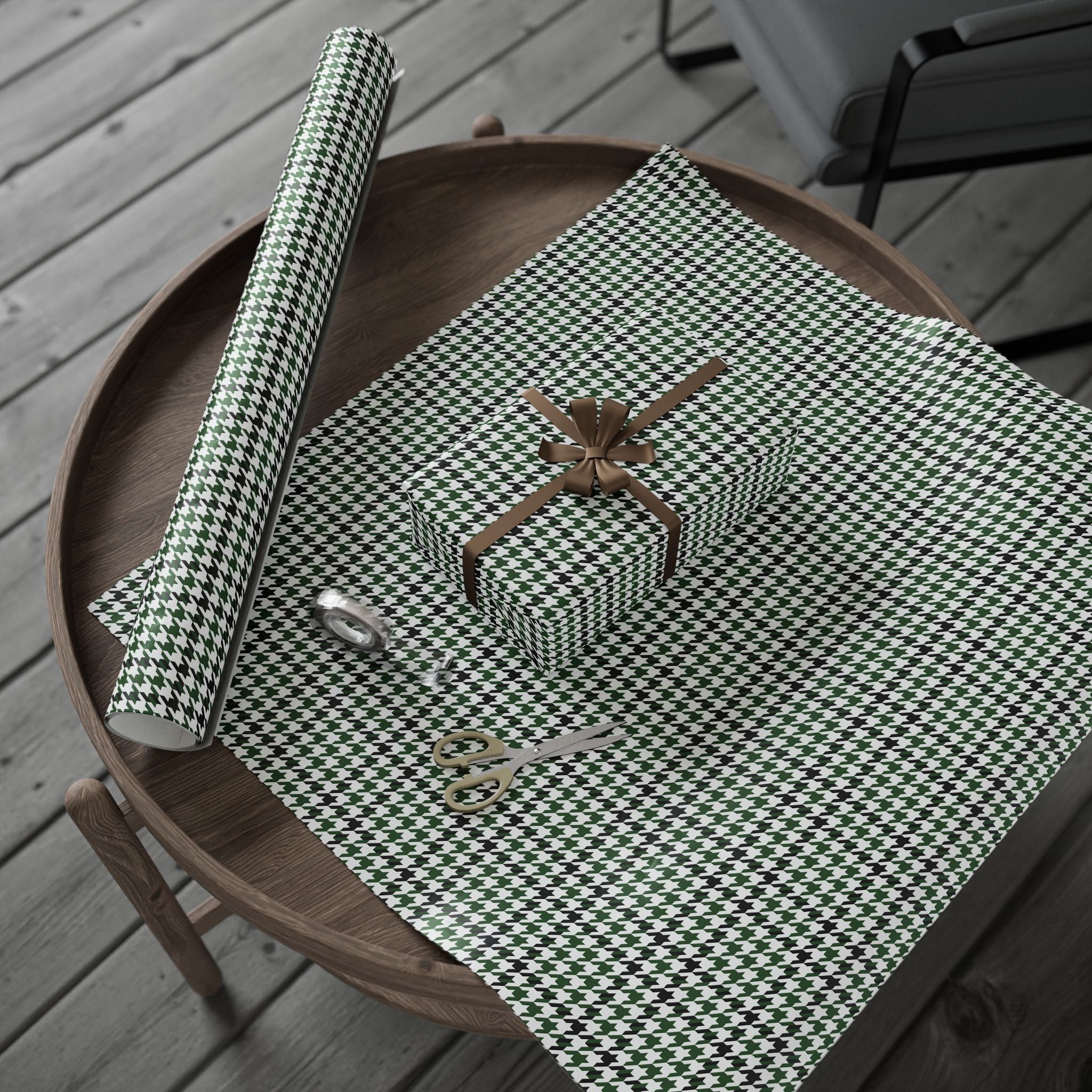 Houndstooth Wrapping Paper Design Forest 011 - Holiday Gift Wrapping Paper Roll