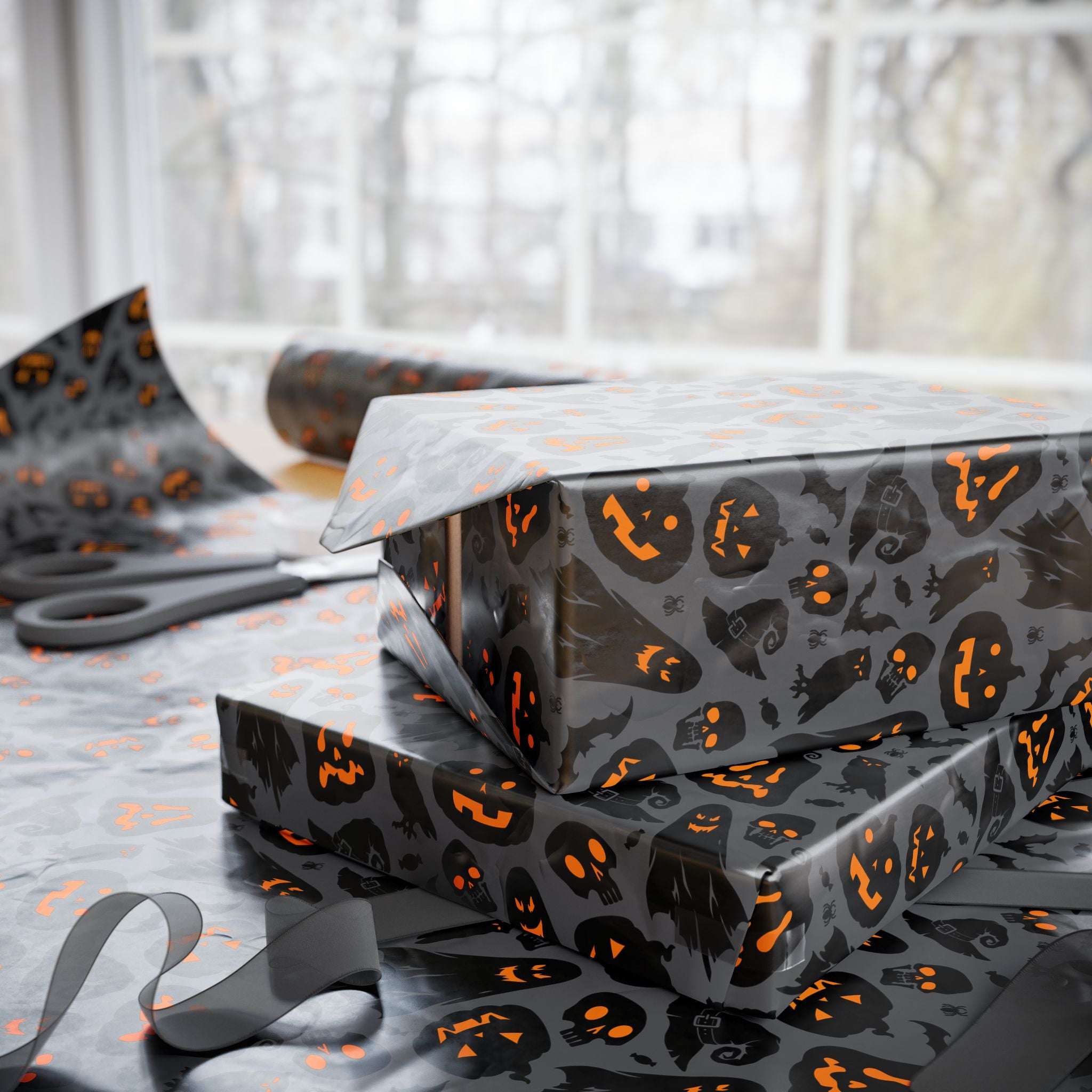 Halloween Ghost Night Wrapping Paper | Holiday Gift Wrapping Paper Roll