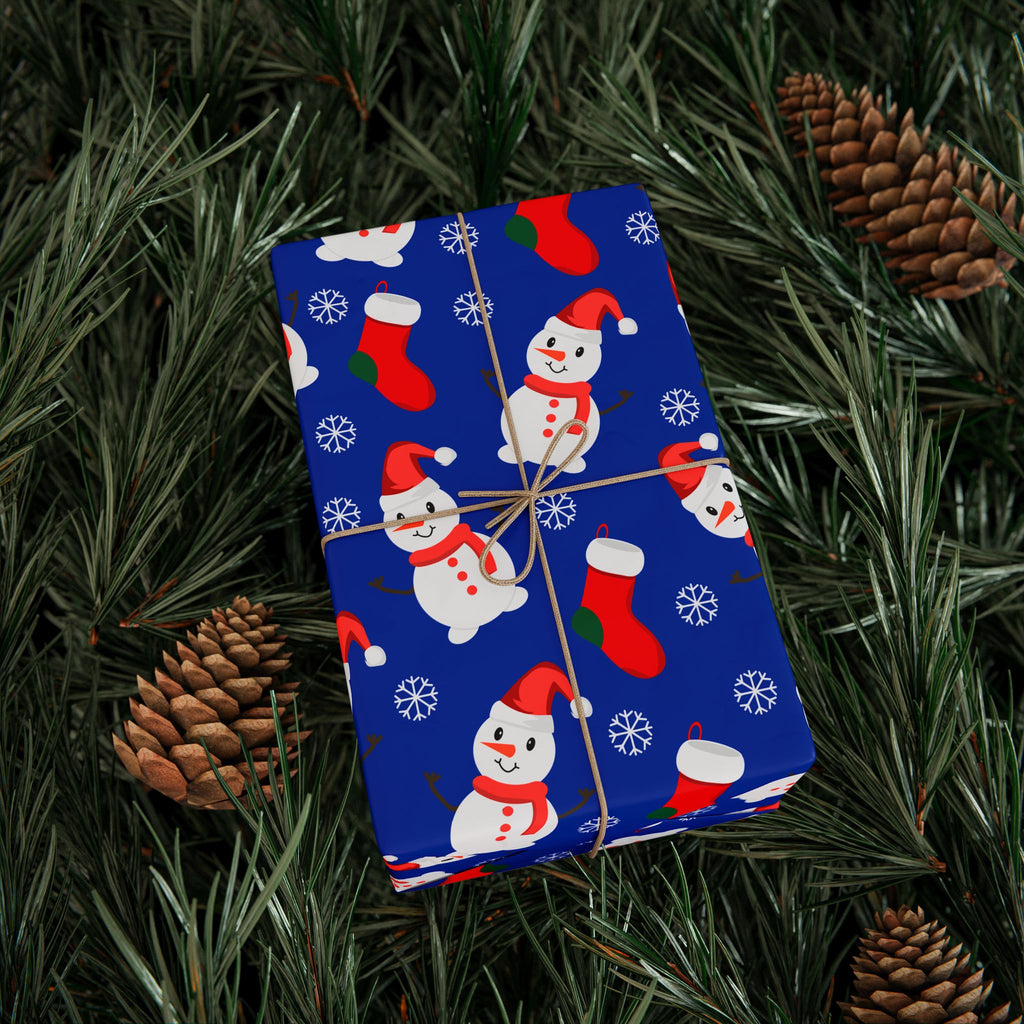Christmas Frosty's Stockings Wrapping Paper | Holiday Gift Wrapping Paper Roll