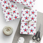 4th of July Alternating Stars Wrapping Paper | Holiday Gift Wrapping Paper Roll